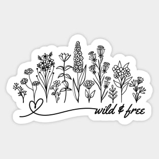 Minimalist Wildflower Tattoo Design, Nature Mama Sticker